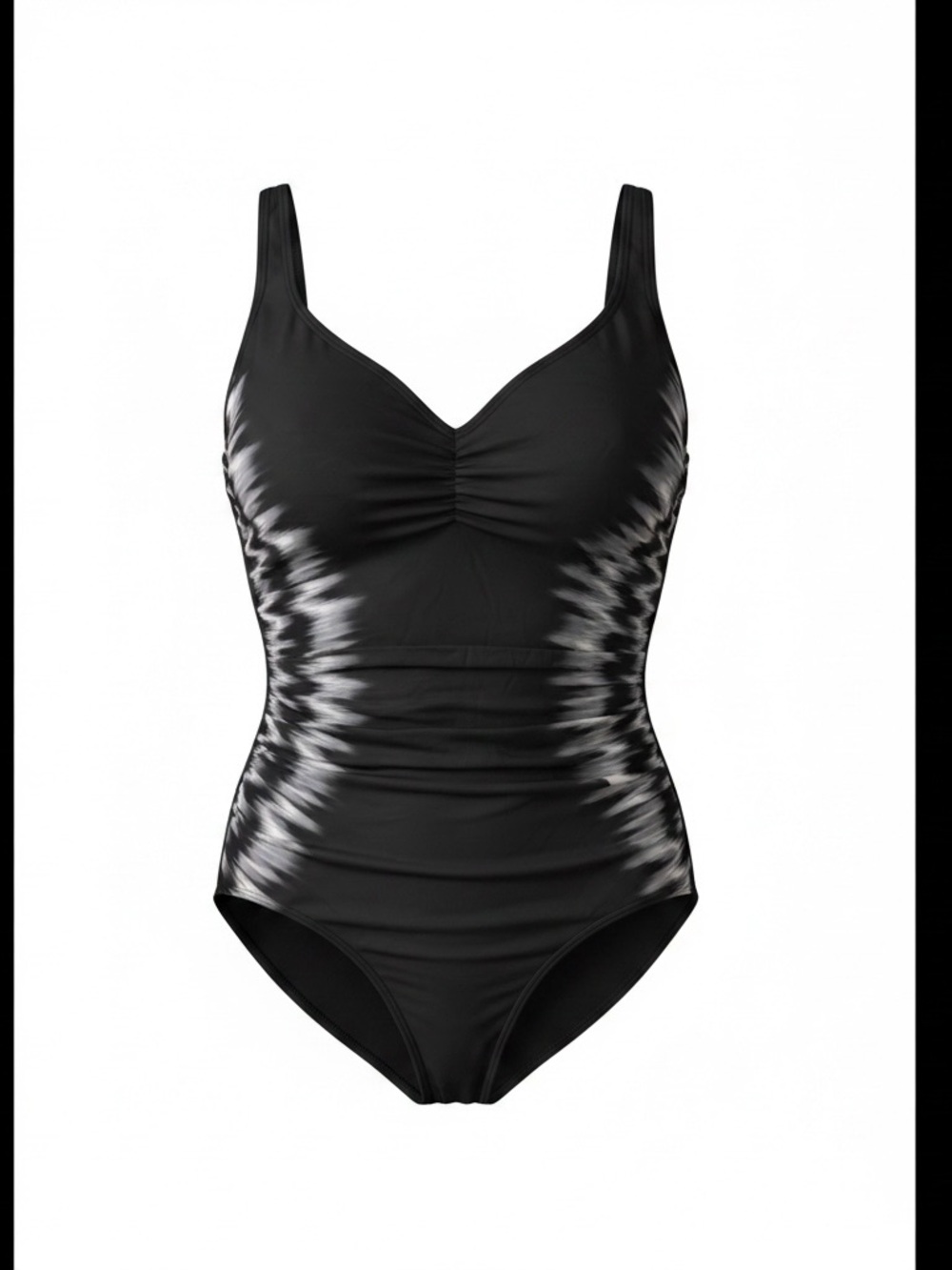 Miraclesuit Black One-Piece Swimsuit with Gray Tie-Dye Side Panels